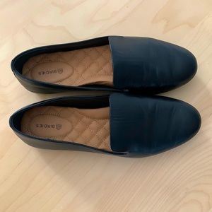 Birdies Black Leather Flats 7.5